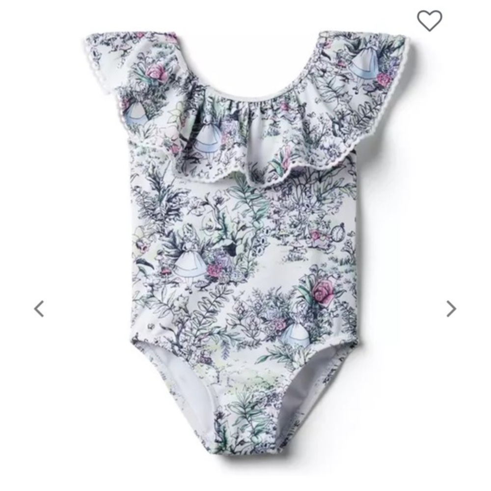 Janie + Jack Disney Alice in Wonderland Floral Ruffle Swimsuit
Size 6